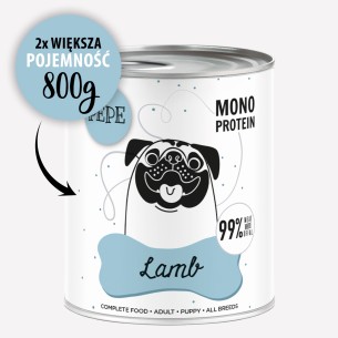 Karma mokra dla psa Pepe - 99% jagnięcina 800 g