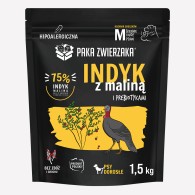 Karma sucha dla psa PAKA ZWIERZAKA indyk z maliną M 1,5 KG - Paka Zwierzaka Karma i Smaczki