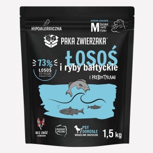 Karma sucha dla psa Paka Zwierzaka łosoś z rybami bałtyckimi M 1,5 kg