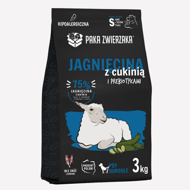 Karma sucha dla psa PAKA ZWIERZAKA jagnięcina z cukinią S 3 kg - Paka Zwierzaka Karma i Smaczki