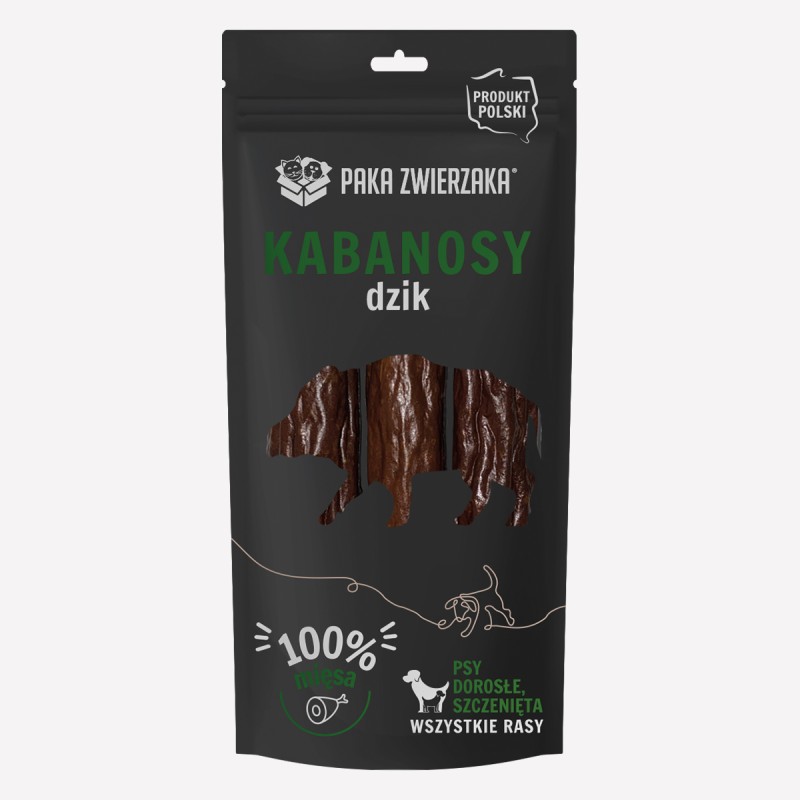 Przysmak dla psa PAKA ZWIERZAKA kabanosy dzik 3 szt. 80 g - Paka Zwierzaka Karma i Smaczki