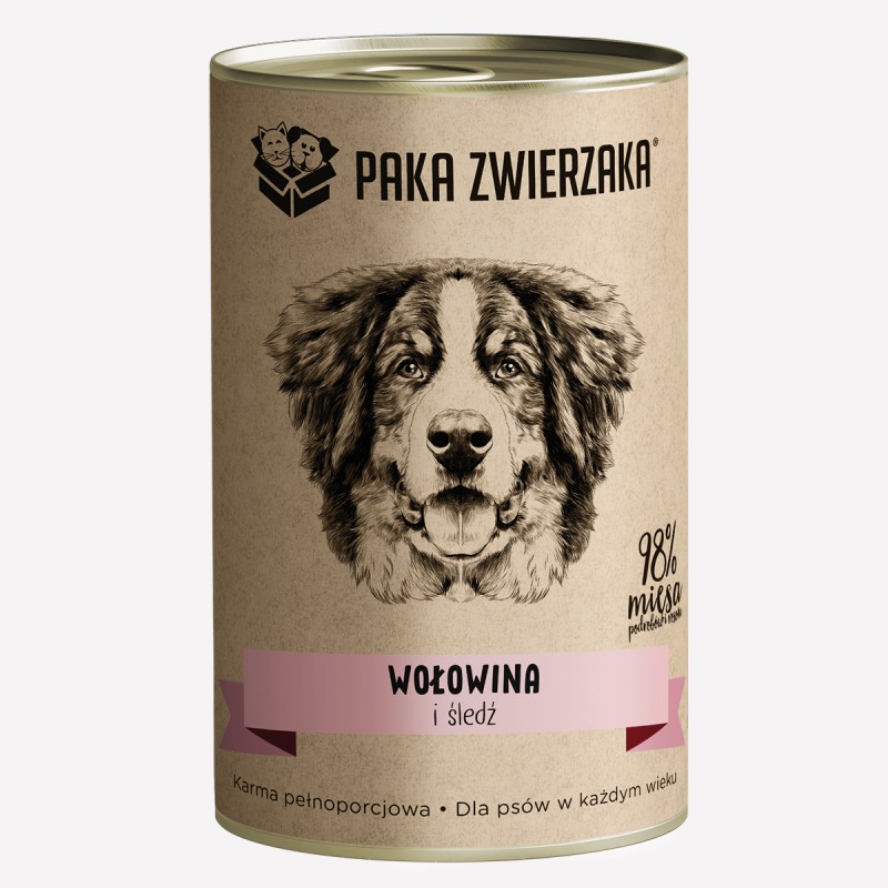 Karma mokra dla psa PAKA ZWIERZAKA wołowina i śledź 400 g - Paka Zwierzaka Karma i Smaczki