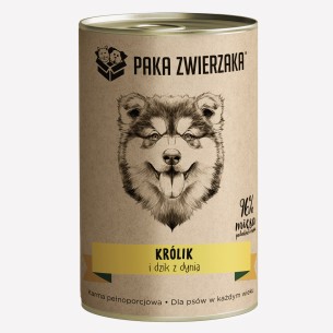 Karma mokra dla psa Paka Zwierzaka - królik i dzik z dynią 400 g