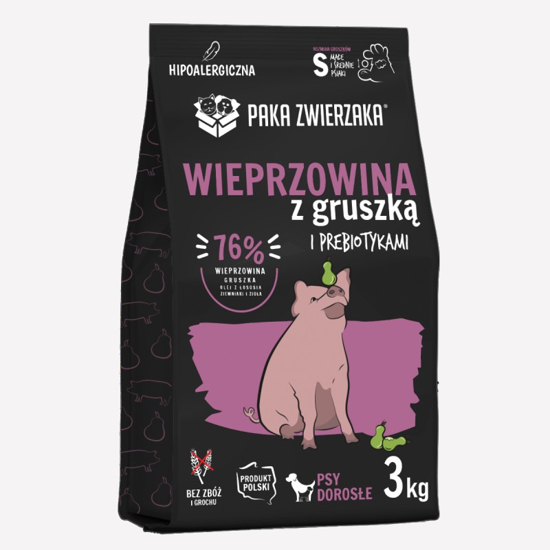 Karma sucha dla psa PAKA ZWIERZAKA wieprzowina z gruszką S 3 kg - Paka Zwierzaka Karma i Smaczki