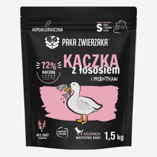 Karma sucha dla psa Paka Zwierzaka kaczka z łososiem PUPPY S 1,5 kg