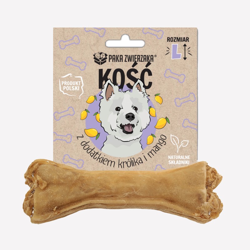 Gryzak dla psa PAKA ZWIERZAKA kość z dodatkiem królika i mango L- 13,5 cm 70 g - Paka Zwierzaka Karma i Smaczki