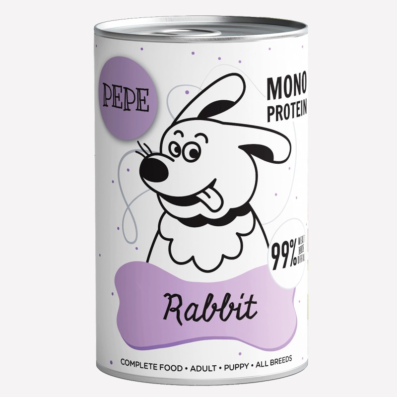 Karma mokra dla psa PEPE rabbit 99% królik 400 g - Paka Zwierzaka Karma i Smaczki