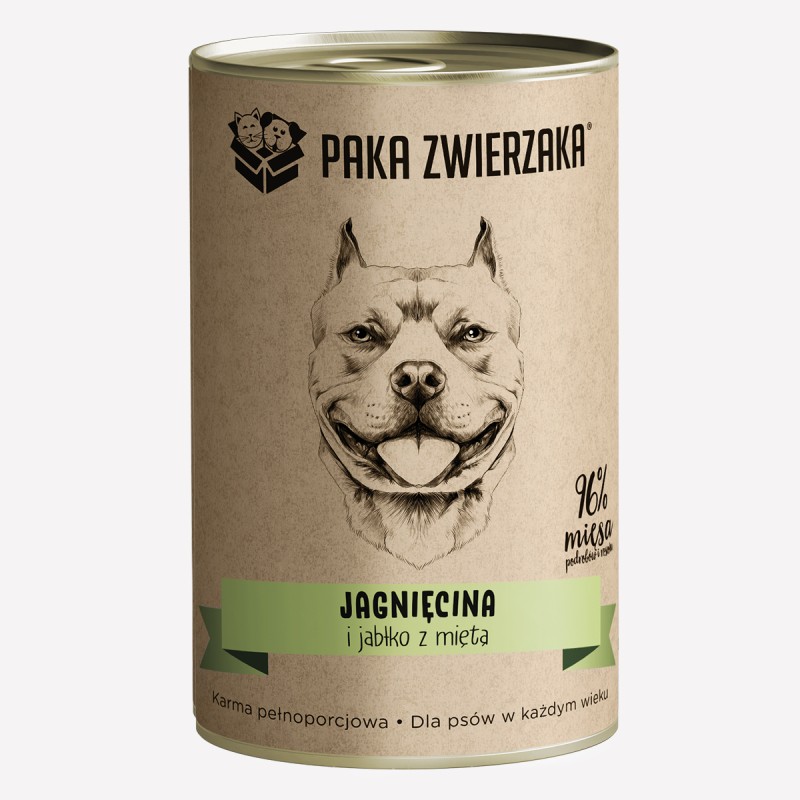 Karma mokra dla psa PAKA ZWIERZAKA jagnięcina i jabłko z miętą 400 g