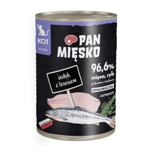 Karma mokra dla kota Pan Mięsko Indyk z łososiem 400g (kociak)
