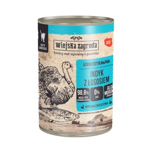 Karma mokra dla kota Wiejska Zagroda Indyk z łososiem 400g