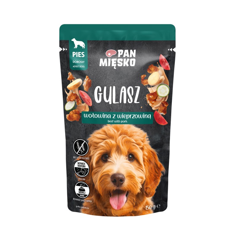 Karma mokra dla psa Pan Mięsko Gulasz Wołowina z wieprzowiną (dorosły) 150g