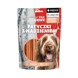 Przysmak dla psa Pan Mięsko miękkie Patyczki Wołowina i łosoś 100g