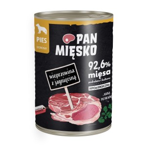 Karma mokra dla psa Pan Mięsko Wieprzowina z jagnięciną 400g (dorosły)