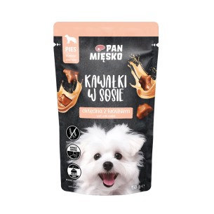 Karma mokra dla psa Pan Mięsko Kawałki w sosie Cielęcina z królikiem 150g (dorosły)