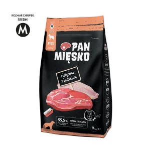 Karma sucha dla psa Pan Mięsko Cielęcina z indykiem M 9kg