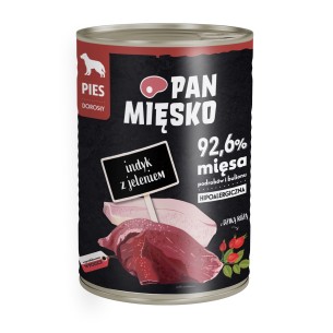 Karma mokra dla psa Pan Mięsko Indyk z jeleniem 400g (dorosły)