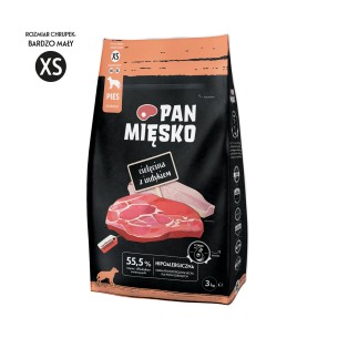 Karma sucha dla psa Pan Mięsko Cielęcina z indykiem XS 3kg