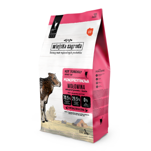 Karma sucha dla kota Wiejska Zagroda Monoproteinowa Wołowina (dorosły) 3 kg