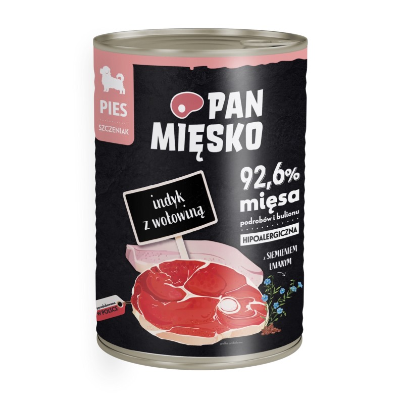 Karma mokra dla psa Pan Mięsko Indyk z wołowiną 400 g (szczeniak)