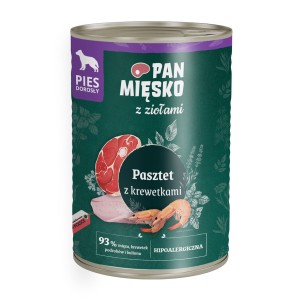 Karma mokra dla psa Pan Mięsko z Ziołami Pasztet z krewetkami 400g (dorosły)
