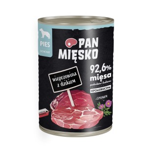 Karma mokra dla psa Pan Mięsko Wieprzowina z dzikiem 400g (dorosły)