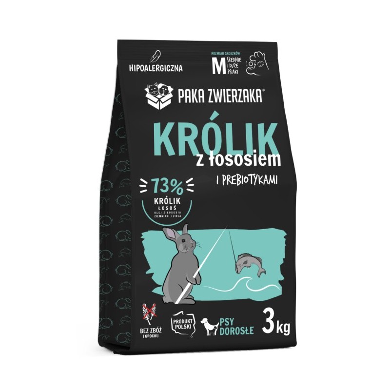 Karma sucha dla psa Paka Zwierzaka królik z łososiem M 3 kg