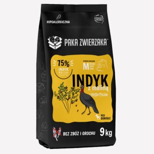 Karma sucha dla psa Paka Zwierzaka indyk z maliną 9 kg