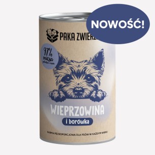 Karma mokra dla psa Paka Zwierzaka Wieprzowina z borówką 400g