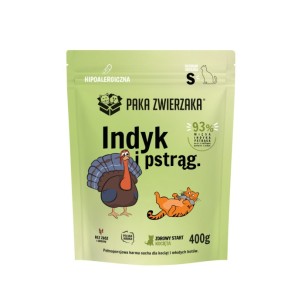 Karma sucha dla kota Paka Zwierzaka indyk z pstrągiem kocięta S 400 g