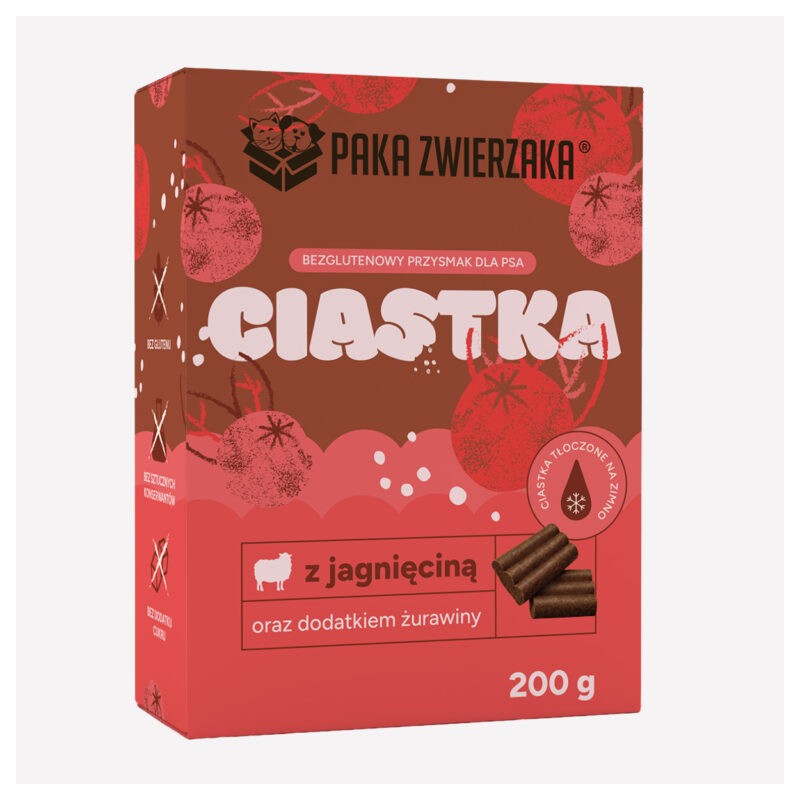Ciastka dla psa Paka Zwierzaka Jagnięcina z żurawiną 200g