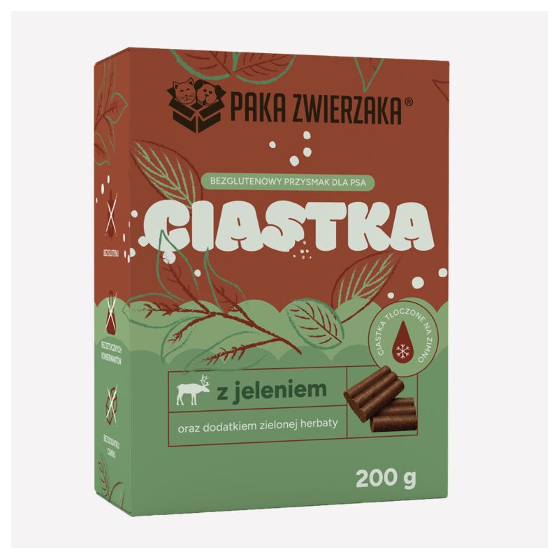 Ciastka dla psa Paka Zwierzaka  Jeleń z zieloną herbatą 200g