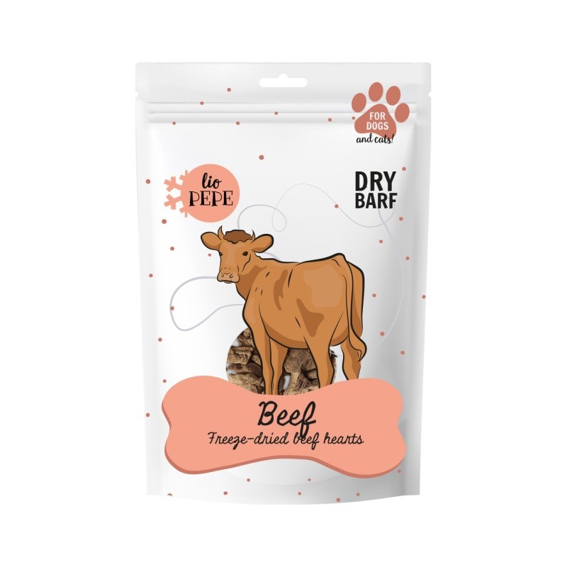 Przysmak dla psa i kota Lio Pepe beef hearts (serca wołowe) 60g