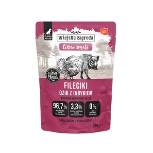 Karma mokra dla psa Wiejska Zagroda Fileciki Dzik z indykiem Leśne smaki (dorosły) 280g