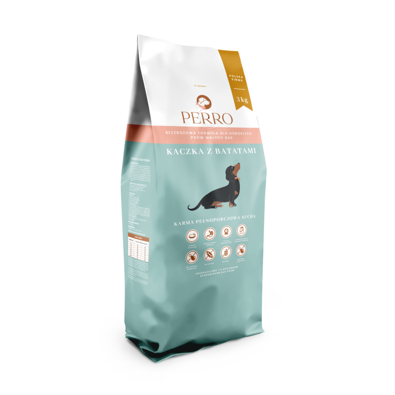 Karma sucha Perro Kaczka z batatami bezzbożowa formuła dla psów dorosłych małych ras 3kg