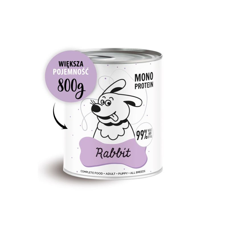 Karma mokra dla psa Pepe - 99% królik 800 g