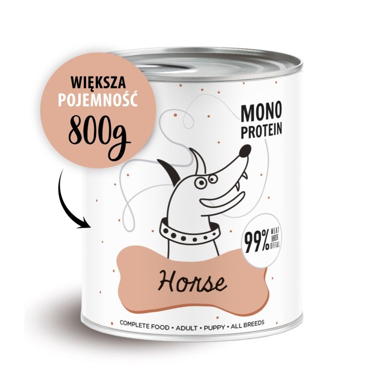 Karma mokra dla psa Pepe - 99% konina 800 g