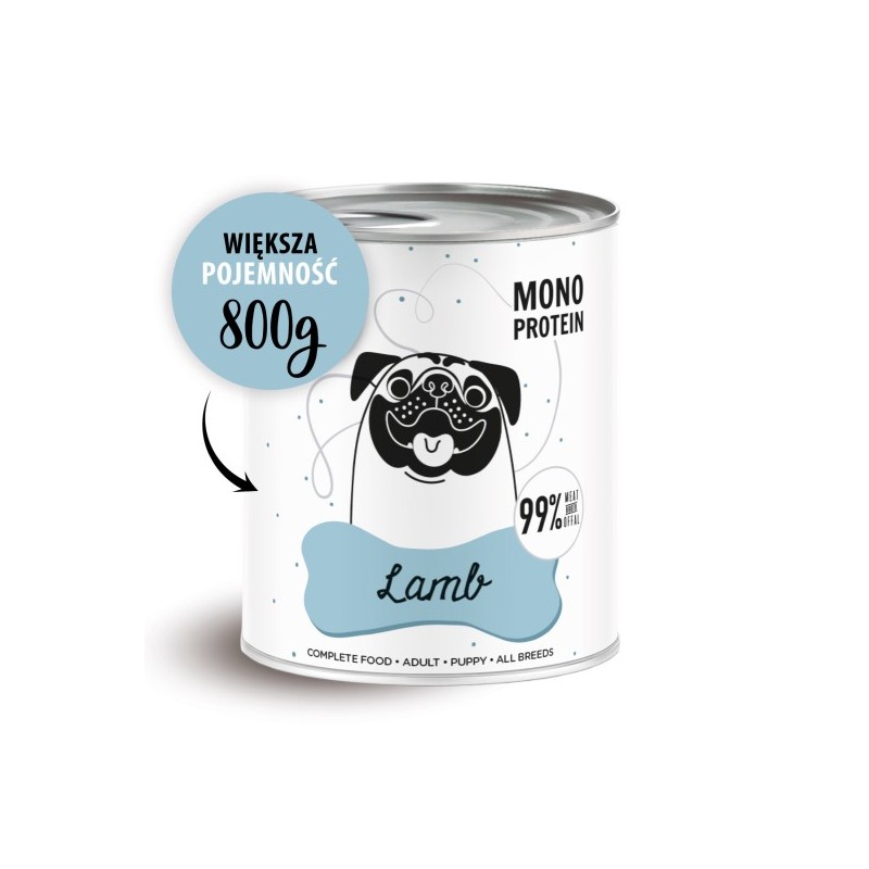 Karma mokra dla psa Pepe - 99% jagnięcina 800 g