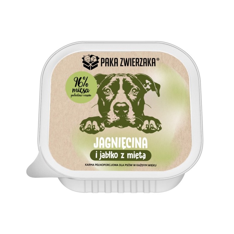 Karma mokra dla psa  Paka Zwierzaka Jagnięcina i jabłko - tacka 150g