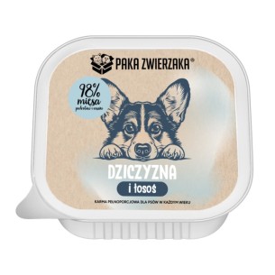 Karma mokra dla psa Paka Zwierzaka Dziczyzna i łosoś tacka 150g