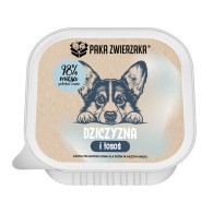 Karma mokra dla psa Paka Zwierzaka Dziczyzna i łosoś tacka 150g