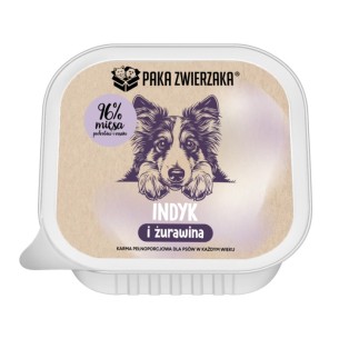 Karma mokra dla psa Paka Zwierzaka Indyk i żurawina tacka 150g