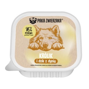 Karma mokra dla psa Paka Zwierzaka Królik i dzik z dynią tacka 150g