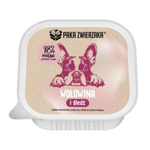 Karma mokra dla psa Paka Zwierzaka Wołowina i śledź tacka 150g