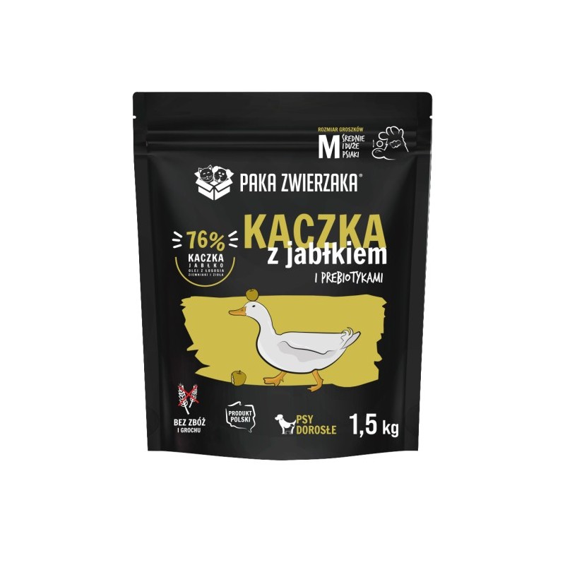 Karma sucha dla psa Paka Zwierzaka kaczka z jabłkiem M 1,5 kg